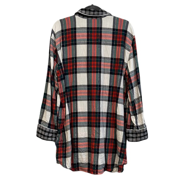 Victoria’s Secret Red & Green Plaid Love Embellished Sleep Shirt Night Shirt - Picture 3 of 7